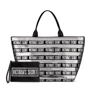 Victoria's Secret Black and Sequin Tote + Mini Bag